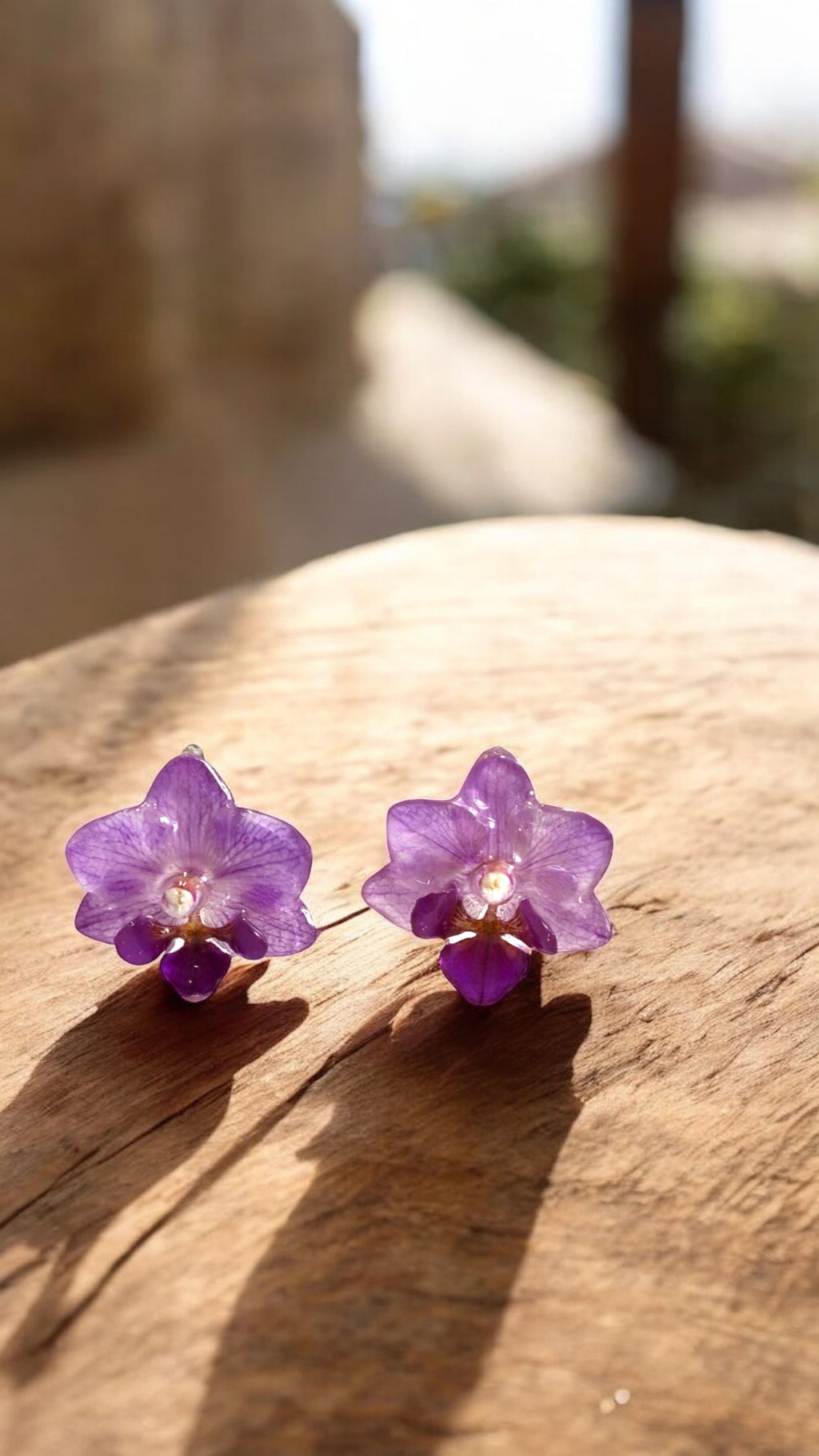 Handmade Real Mini Orchid Stud Earrings - Pink