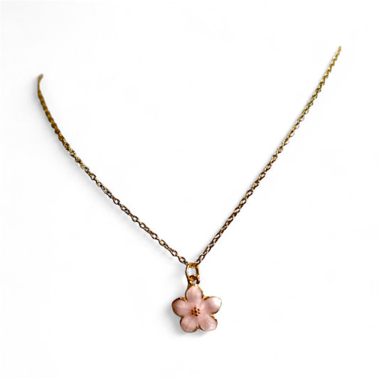 Flower Charm Necklace — Gold Stainless Steel