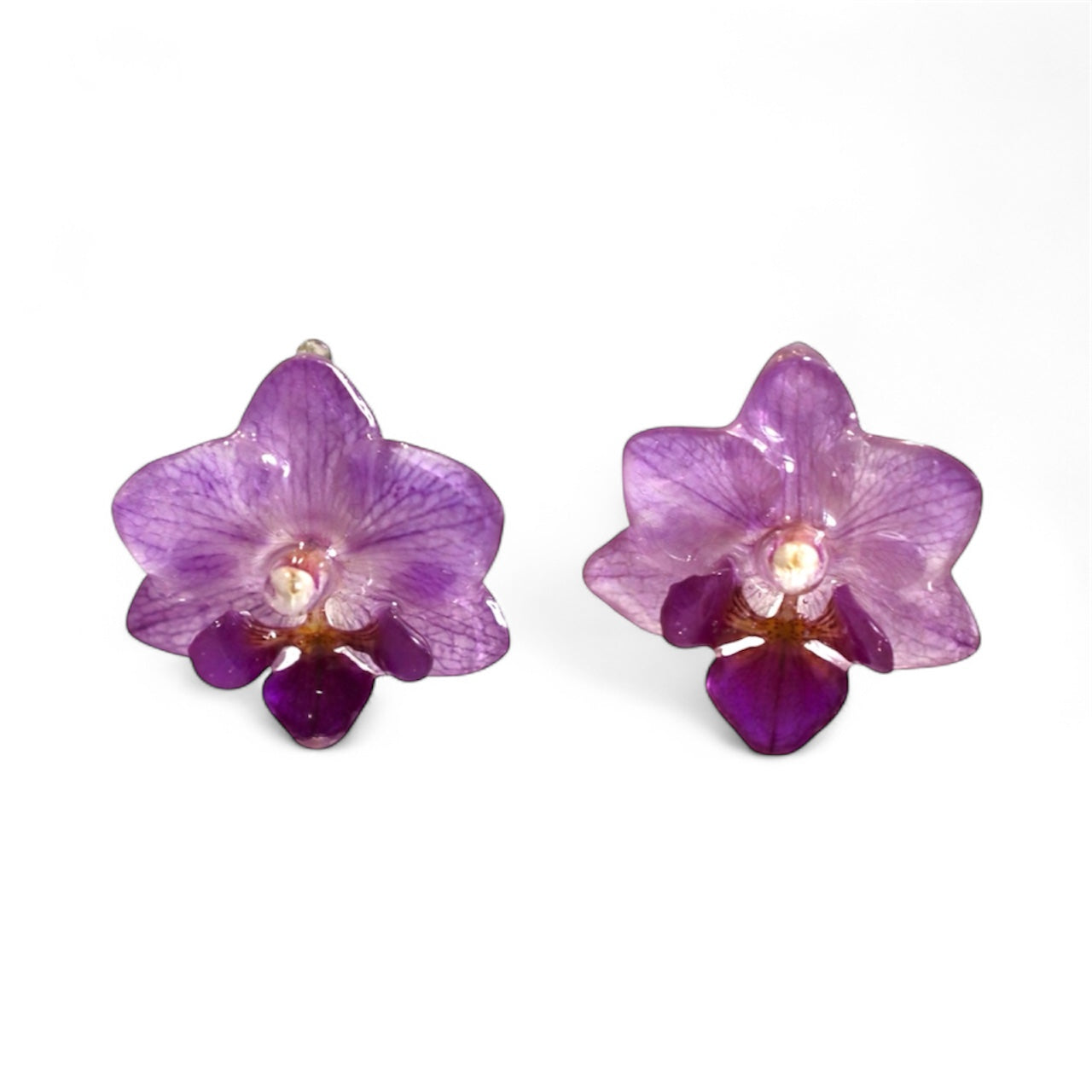 Handmade Real Mini Orchid Stud Earrings - Pink