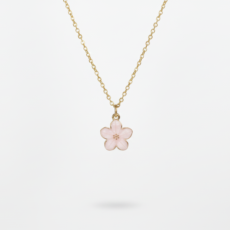 Flower Charm Necklace — Gold Stainless Steel