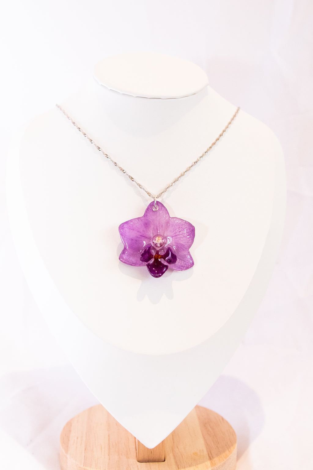 Handmade Real Mini Orchid Necklace - Pink