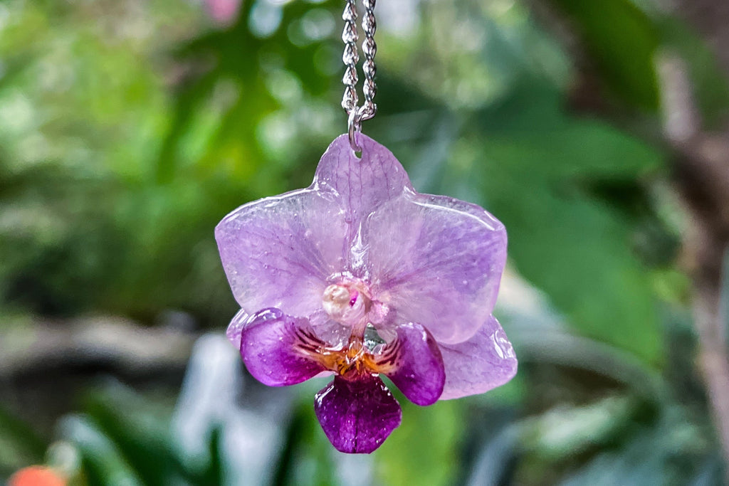 Handmade Real Mini Orchid Necklace - Pink