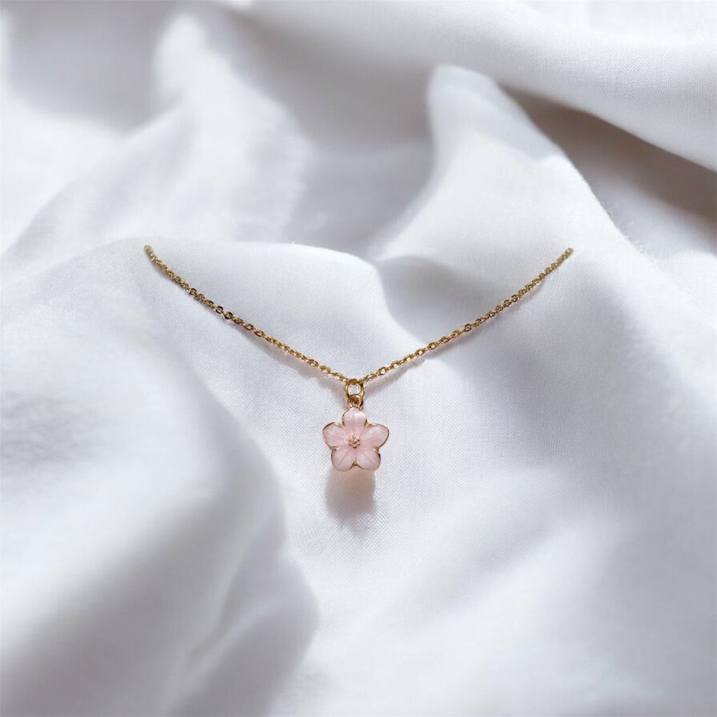 Flower Charm Necklace — Gold Stainless Steel