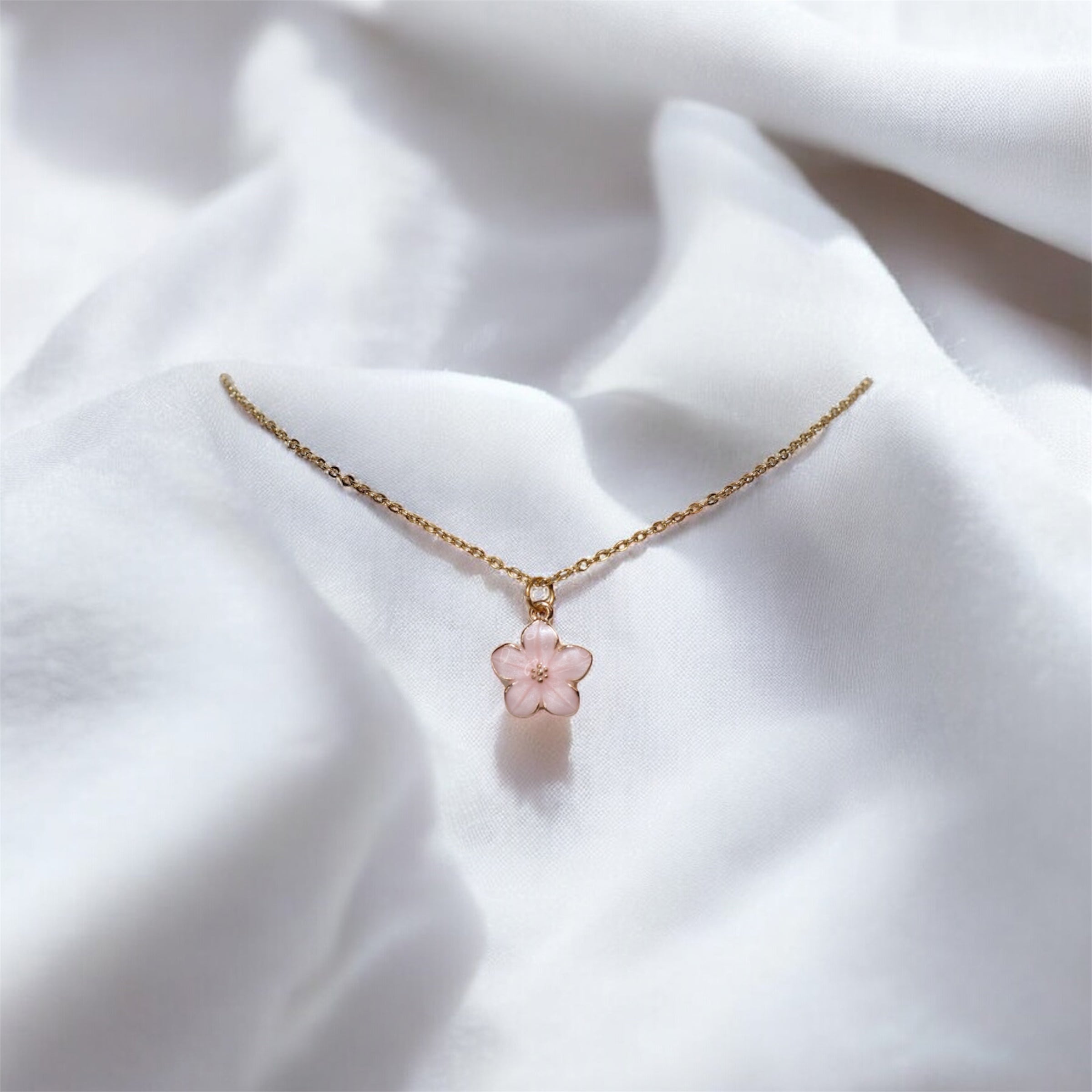 Flower Charm Necklace — Gold Stainless Steel